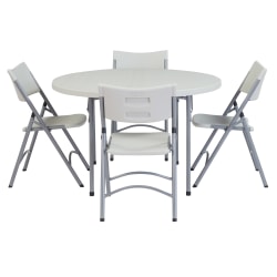 National Public Seating® Plastic Folding Table And Chair Set, Speckled Gray