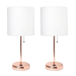LimeLights Stick Lamps, 19-1/2"H, White Shade/Rose Gold Base, Set Of 2 Lamps