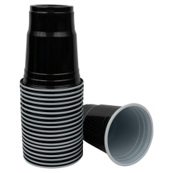 JAM PAPER Plastic Party Cups, 12 oz, Black, 20 Glasses/Pack