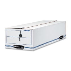 Bankers Box® Liberty® Corrugated Storage Boxes, 6 1/4" x 9 3/4" x 23 3/4", White/Blue, Case Of 12