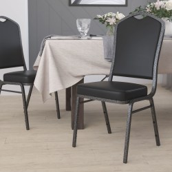Flash Furniture HERCULES Series Crown Back Stacking Banquet Chair, Black/Silver Vein
