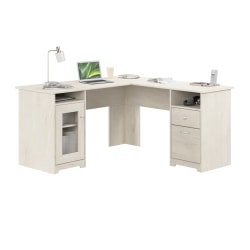 Bush Business Furniture Cabot 60"W L-Shaped Corner Desk, Linen White Oak, Standard Delivery