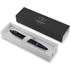 Parker® IM Ballpoint Pen, Medium Point, 0.7 mm, Satin Black/Marine Blue Barrel, Blue Ink