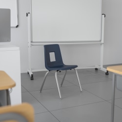 Flash Furniture Advantage Student Stacking School Chair, Navy/Silver, ADVSSC14NAVY
