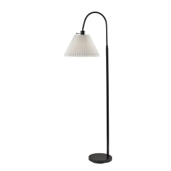 Adesso Thalia Floor Lamp, Black/White Fabric Shade