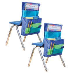 Teacher Created Resources Chair Pockets, 18"H x 15-1/2"L x 2"W, Blue/Teal/Lime, Set Of 2 Pockets
