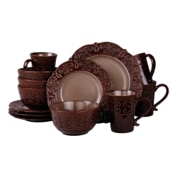 Elama 16-Piece Stoneware Dinnerware Set, Sienna