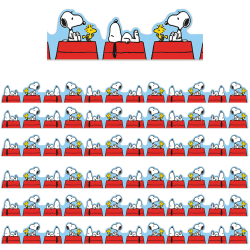 Eureka Extra Wide Die-Cut Deco Trim Packs, 37’ x 3-1/4", Peanuts Snoopy on Doghouse, Set Of 6 Packs