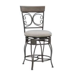 Powell Niland Big And Tall Armless Fabric Counter Stool, Gray/Pewter