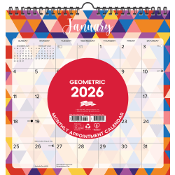 2026-2027 Willow Creek Press Monthly Spiral Wall Calendar, 12" x 12", Geometric, July 2026 To June 2027, 54734