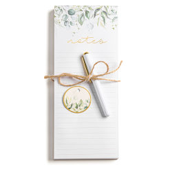 Eccolo List Pad With Pen, 4" x 10", Ruled, 100 Sheets, Green Leaves