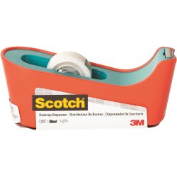 Scotch Desktop Tape Dispenser - 1" Core - Non-skid Base, Weighted Base - Coral - 1 Each