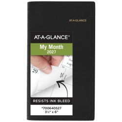 AT-A-GLANCE® 2027 Refillable Monthly Planner, Black, Pocket, 3 1/2" x 6"