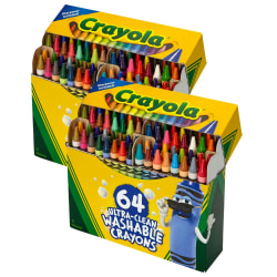 Crayola Ultra-Clean Washable Crayons, Regular Size, 64 Crayons Per Pack, Set Of 2 Packs