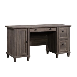 Sauder® Hammond 59"W Double-Pedestal Computer Desk With Drawers, Keyboard Tray And CPU Storage, Emery Oak