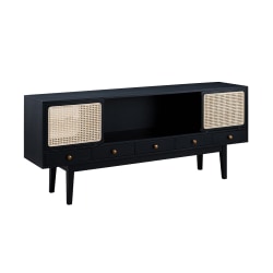 SEI Furniture Holly & Martin® Simms Media Console For 68"W Flat-Screen TVs, 29-3/4"H x 70"W x 17"D, Black/Natural