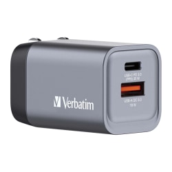 Verbatim 35W 2-Port GaN Wall Charger, Gray