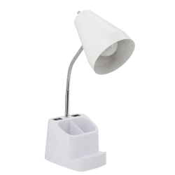 Realspace™ Lusina LED Organizer Desk Lamp With USB, 18"H, White