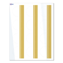 Avery® Print-To-The-Edge Labels With Sure Feed® Technology, S00-D21-PRWGP10, Round, 2", Glossy White, Preprinted Double Dipped Gold Edge Design, Pack Of 120