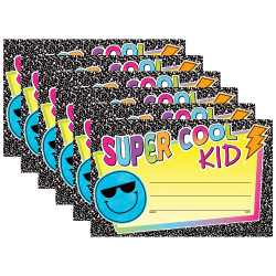 Teacher Created Resources Awards, 8-1/2" x 5-1/2", Brights 4Ever Super Cool Kid, 25 Per Pack, Set Of 6 Packs