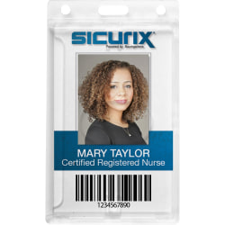 SICURIX Rigid PC ID Badge Dispensers with Thumb Slot - Vertical - Vertical - Polycarbonate - 25 / Pack - Clear