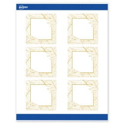 Avery® Printable Labels With Sure Feed® Technology, S00-EW7, Square, 3" x 3", Matte White With Preprinted Gold Leaf Pattern, Pack Of 60