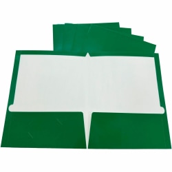 Business Source Letter Pocket Folder - 8 1/2" x 11" - 100 Sheets Capacity - Card Paper - Green - Durable, Laminated, Die-cut - 25/Box - 44427