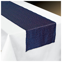 Amscan Fabric Table Runner, 13" x 72", Sapphire Sequin