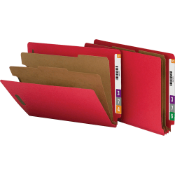 Nature Saver End-Tab Classification Folders, Letter Size, 2 Dividers, Red, Box Of 10