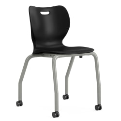 HON SmartLink 4-Leg Plastic Stackable Chairs, Onyx/Platinum, Set Of 4 Chairs