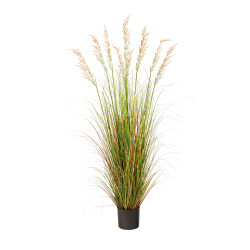 Nearly Natural Plume Grass 66"H Artificial Plant With Planter, 66"H x 30"W x 30"D, Green/Black