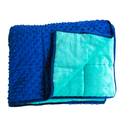 Bouncyband Soft Fleece Kids' Weighted Sensory Blanket, 7 lb, 56" x 36", Blue/Green, Grade 1 To 5