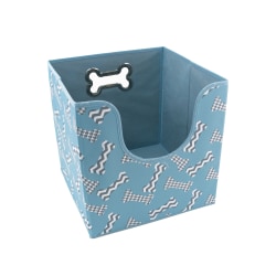 Paw Prints Collapsible Pet Storage Bin, 12"H x 12"W x 12"L, Blue