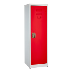 Alpine Kids’ 1-Tier Steel Locker, 48"H x 15"W x 15"D, Red