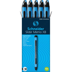 Schneider Slider Memo XB Ballpoint Pens - Extra Broad - 1.4 mm Pen Point Size - Bullet Pen Point Style - Black Ink - Rubberized Barrel - Stainless Steel Tip - 10 / Box