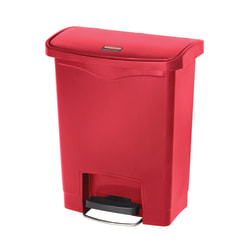 Rubbermaid® Slim Jim Rectangular Plastic Wastebasket, Step-On, 8 Gallons, Red