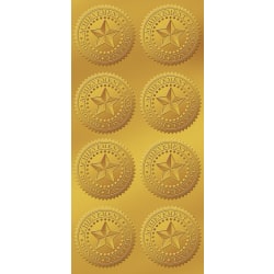 Great Papers! Foil Certificate Seals, 1 3/4", Gold Star, Pack Of 48