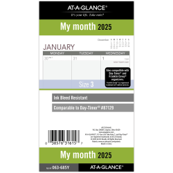 2025 AT-A-GLANCE® Monthly Planner Refill, Portable Size, January to December