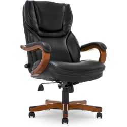 Serta® Big & Tall Bonded Leather High-Back Office Chair, Black/Dark Redwood