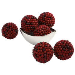 Nearly Natural Plastic Berry Balls, Red, 4-1/2", Set Of 6 Balls