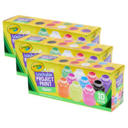Crayola Neon Paint Sets, 2 Oz, Neon Colors, 10 Bottles Per Set, Pack Of 3 Sets