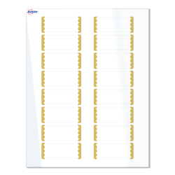Avery® Print-To-The-Edge Labels With Sure Feed® Technology, S00-D1T-PRWGP10, Rectangle, 1" x 2-5/8", Glossy White, Preprinted Gold Dots Edge Design, Pack Of 160