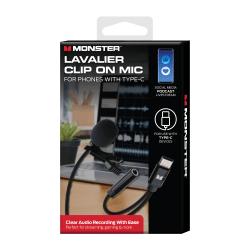 Monster Cable® Lavalier Clip-On Microphone, Type-C, Black