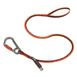 Ergodyne Squids 3108F(x) Single Locking Carabiner Tool Lanyards, 15 Lb, 48", Orange/Gray, Pack Of 6 Lanyards