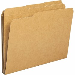Business Source 1/3 Tab Cut Letter Classification Folders - 8 1/2" x 11" - Assorted Tab Position - Kraft, Stock - 100 / Box