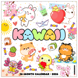 2026 Willow Creek Press Art & Design Monthly Wall Calendar, 12" x 12", Kawaii, January To December, 51665