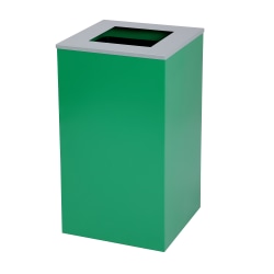 Alpine Industries Stainless-Steel Trash Can With Square Opening Lid, 29 Gallons, 30"H x 16-15/16"W x 16-15/16"D, Green
