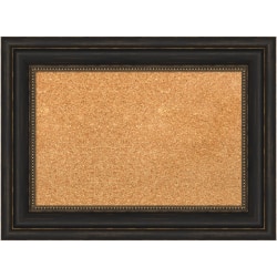 Amanti Art Rectangular Non-Magnetic Cork Bulletin Board, Natural, 23" x 17", Accent Bronze Frame