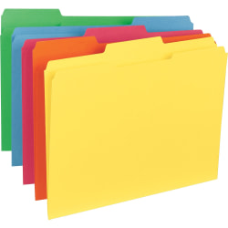 Business Source 1/3 Tab Cut Letter Classification Folders - 8 1/2" x 11" - Assorted Tab Position - Stock - Blue, Green, Red, Orange, Yellow - 100 / Box