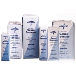 Medline Non-Sterile Cotton Gauze Sponges, 12-Ply, 2" x 2", Case Of 8,000